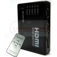 ADAPTADOR HUB SWITCH HDMI 5 PORTAS SPLITTER FULL HD COM CONTROLE REMOTO